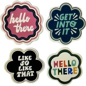 Tabitha Brown Multicolor Stoneware Coaster Set with Inspirational Quotes.